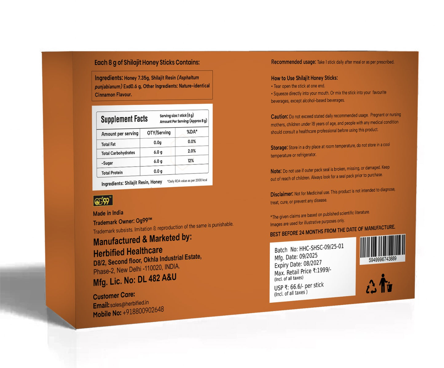 Shilajit Honey Stick Cinnamon