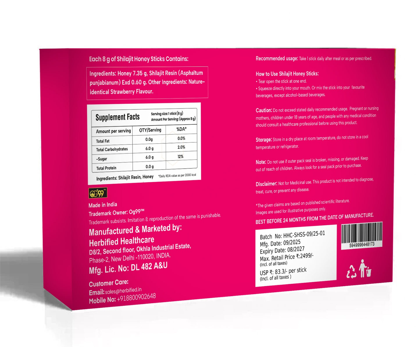Honey Shilajit Sticks Strawberry