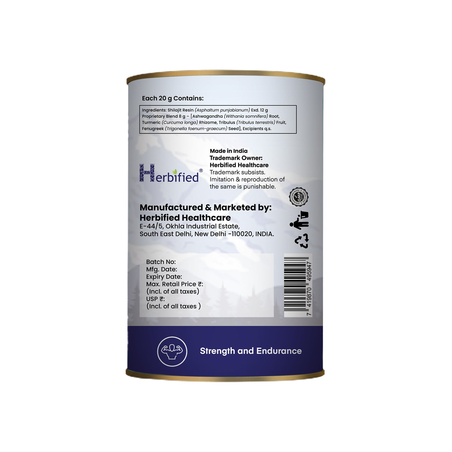 Herbified Himalayan Shilajit Resin Infused with Herbal Blend (Ashwagandha, Tribulus, Fenugreek and Turmeric)