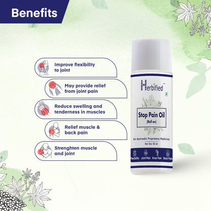 Herbified Ayurvedic Stop Pain Relief Oil Roll 50 ml For Joint Pain Relief and Relaxation -50 ml (Pack of 1)