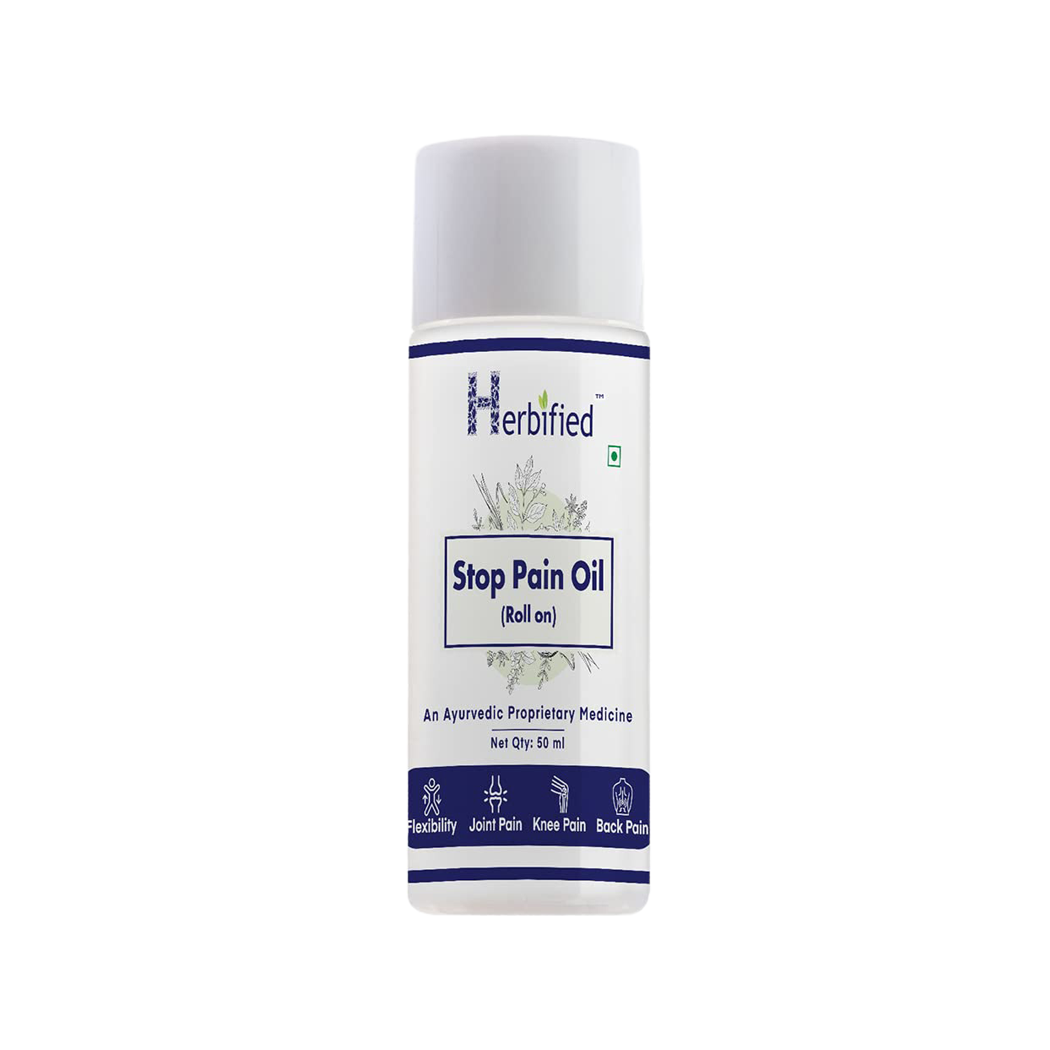 Herbified Ayurvedic Stop Pain Relief Oil Roll 50 ml For Joint Pain Relief and Relaxation -50 ml (Pack of 1)