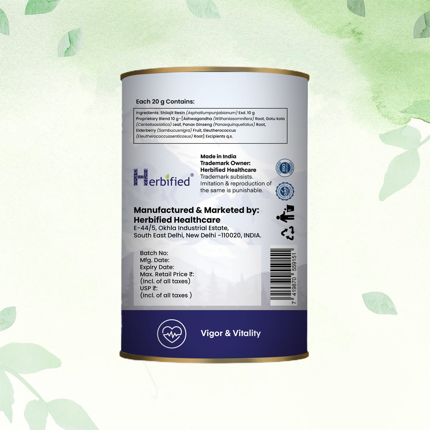 Himalayan Shilajit Resin with 5 in 1 Herbal Complex