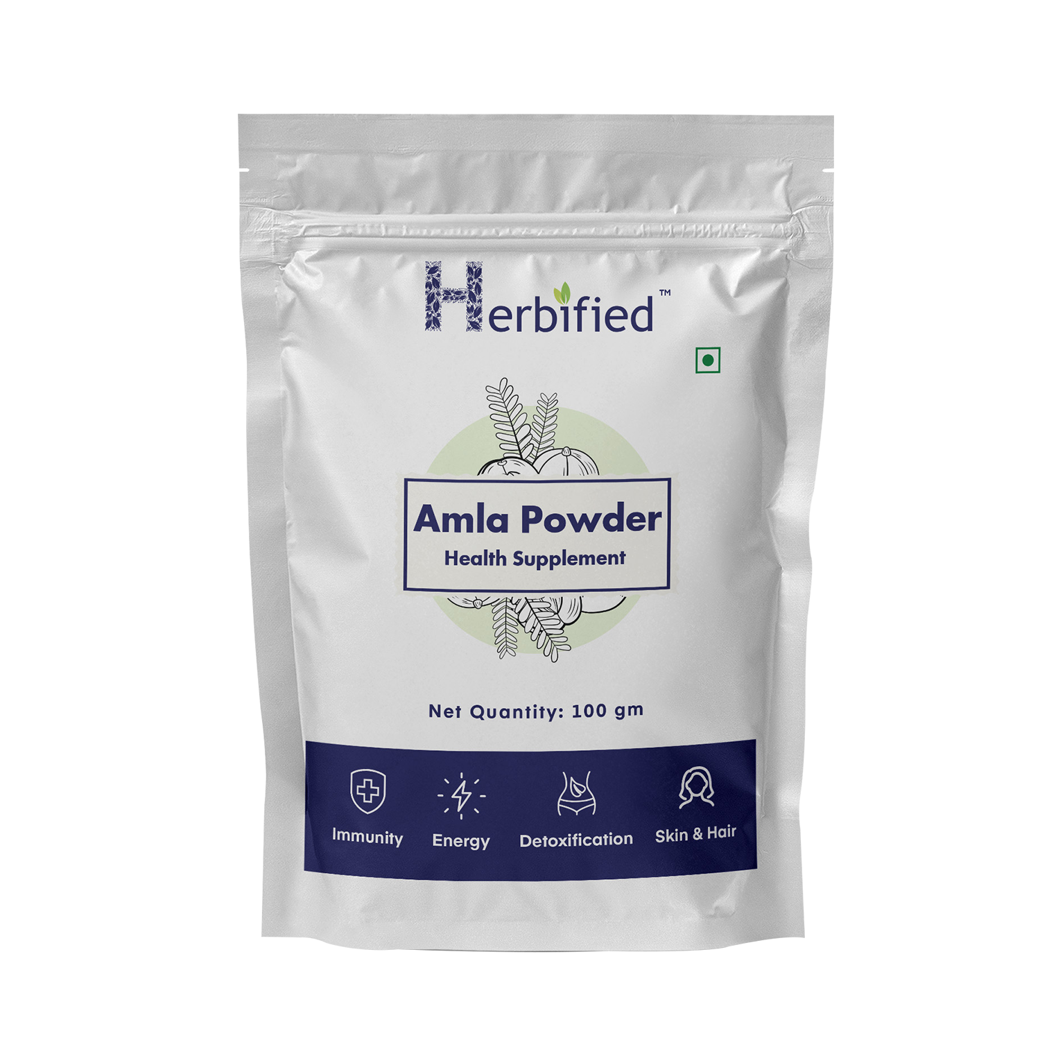Herbified Amla Powder Pure and Natural Indian Gooseberry Powder for Hair and Skin Care - Rich in Vitamin C - Ayurvedic Superfood for Immunity Boost (Pack of 1)