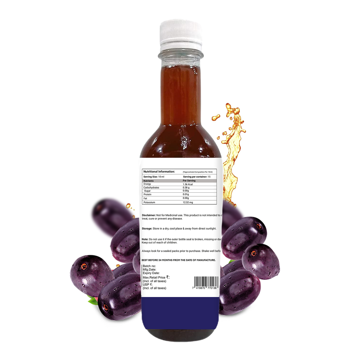 Herbified Jamun Cider Vinegar Help In Blood Sugar Control, Healthy Digestion & Metabolism Vinegar
